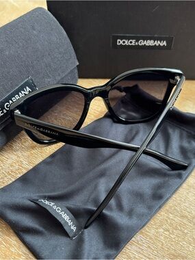 Dolce & Gabbana Black Cat-Eye Polarized Sunglasses